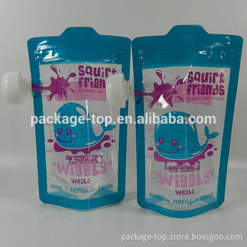 BPA free reclosable baby food squeeze pouch with nozzle baby food nozzle pouch